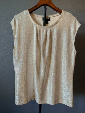 Champagne/Soft Gold Sleeveless Shimmer Women's Top. Large Petite. Liz Claiborne